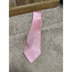 Stafford Mens Tie pure silk pink detailed geometric print USA 4"